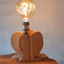Doppio Cuore – Lampada Artigianale in Legno Massello a Cuore | Pezzo Unico