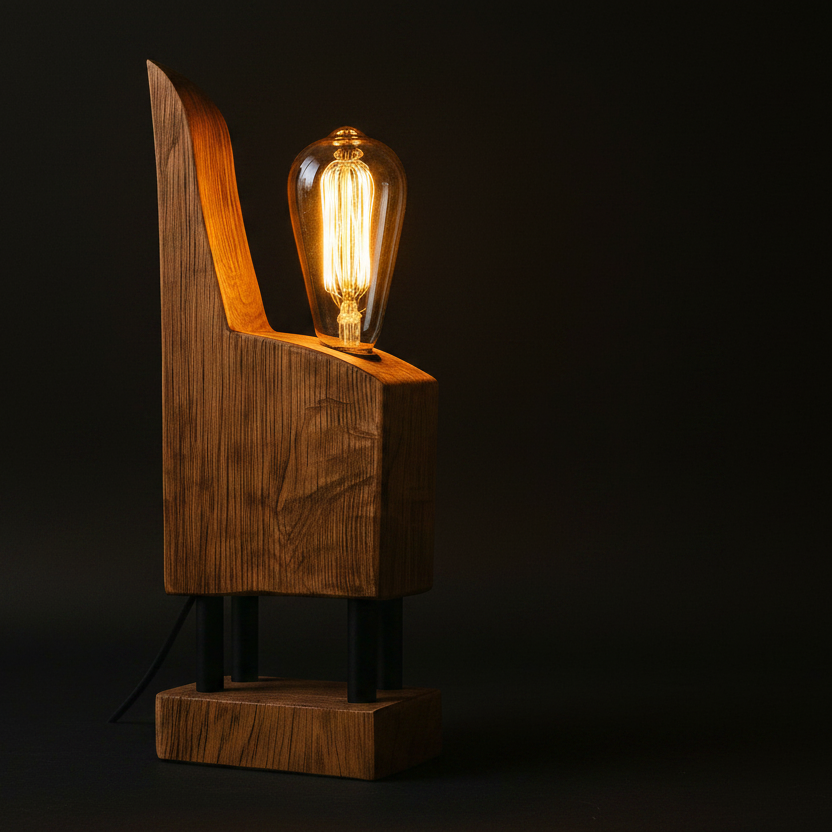 Lampada artigianale in legno